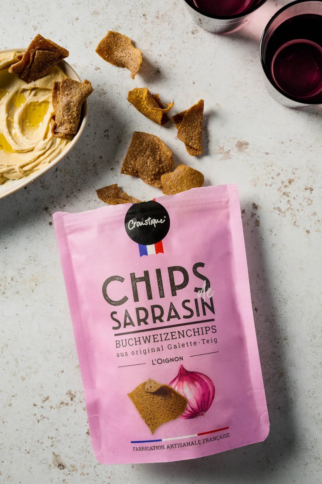 Chips de Sarrasin Buchweizenchips mit Zwiebel