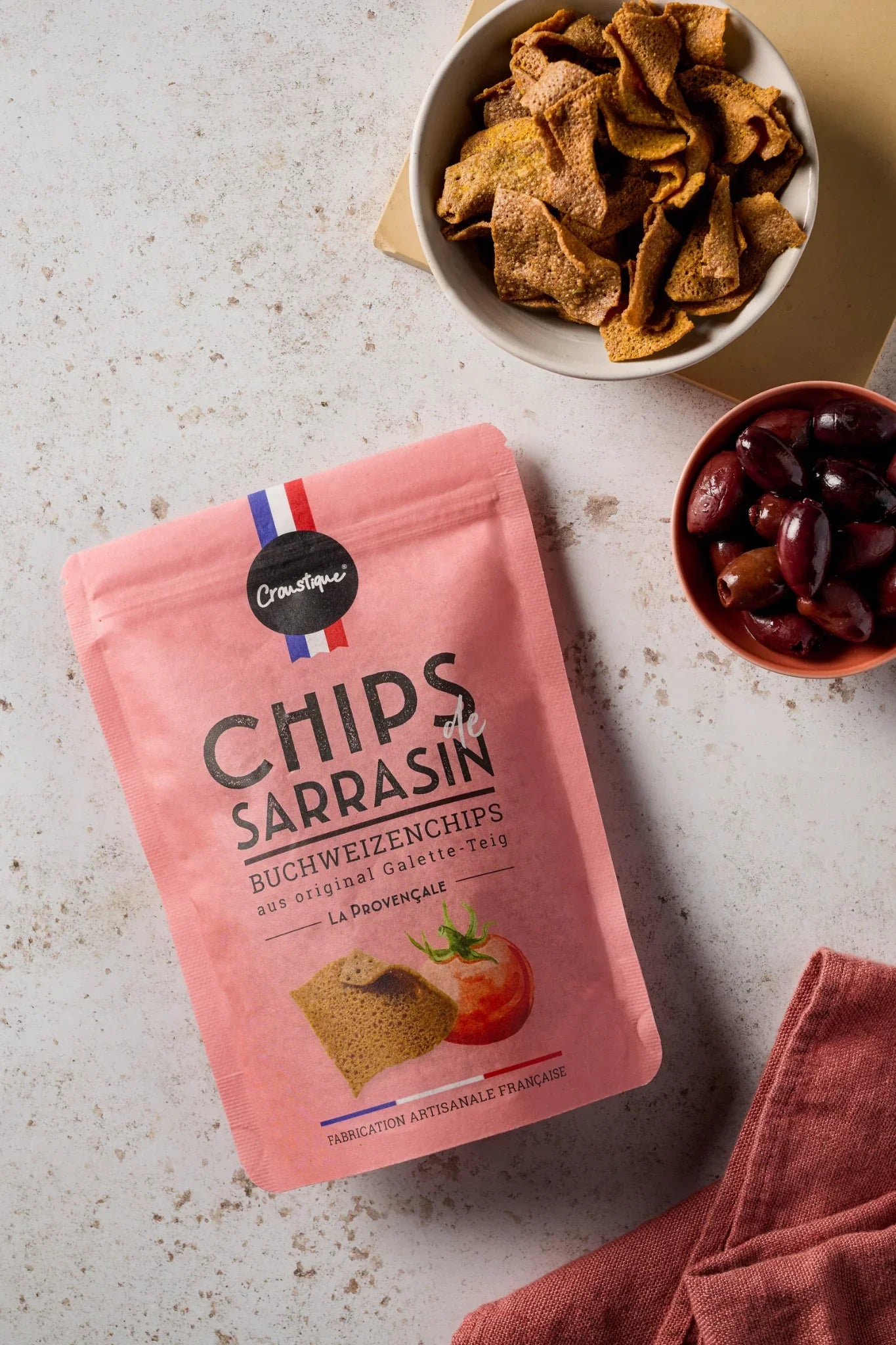 Chips de Sarrasin Buchweizenchips mit Tomate